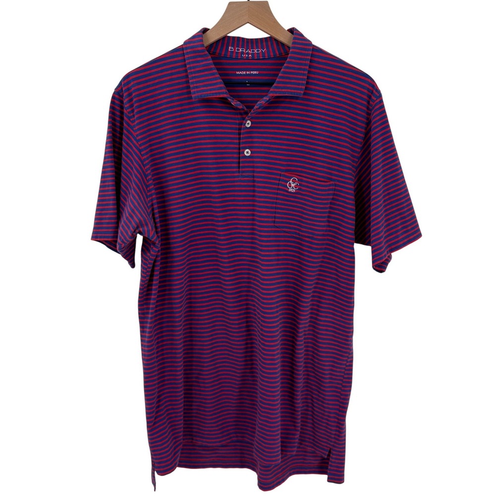 B. Draddy USA Striped Golf Polo Large